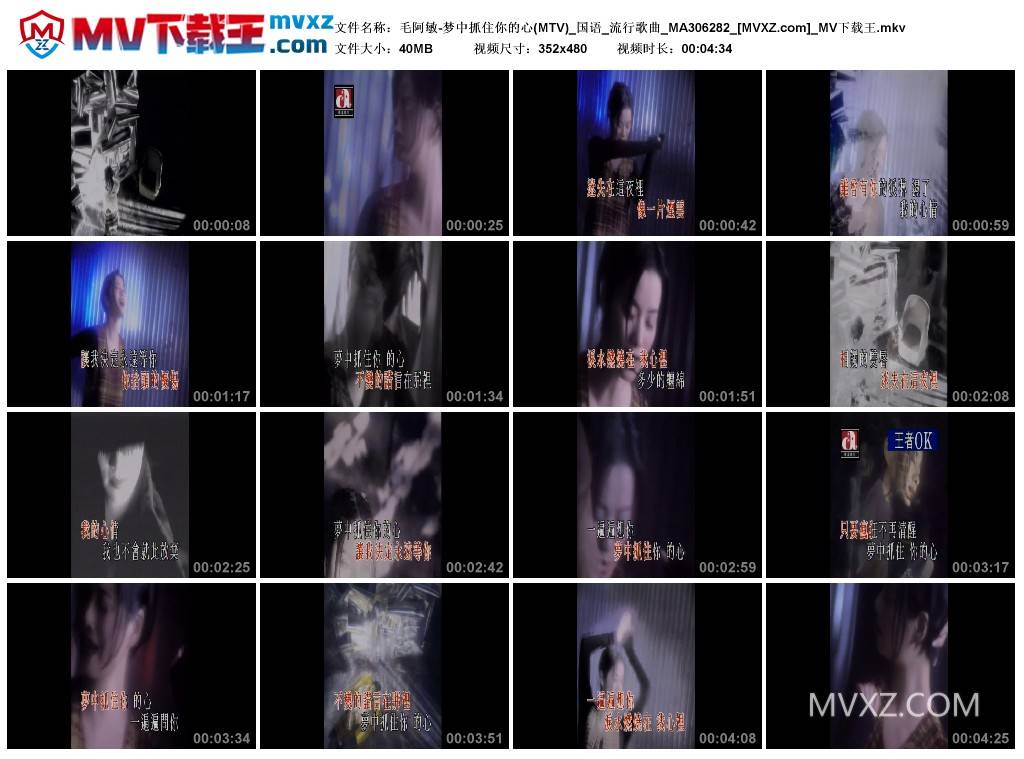 毛阿敏-梦中抓住你的心(MTV)_国语_流行歌曲_MA306282
